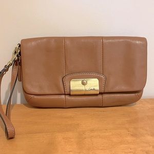 Tan coach wristlet